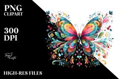 Colorfull Wimsical Butterfly | Sublimation Clipart Product Image 3