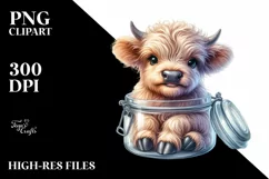 Cute Watercolor Baby Highland Cow in Jar Product Image 3