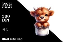 Cute Baby Highland Cow in Jar | Sublimation | Clipart Product Image 2