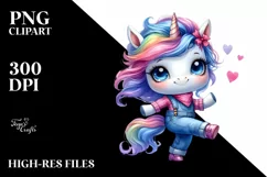 Modest Unicorn Dancing in Jeans PNG Product Image 3