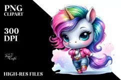 Modest Unicorn Dancing in Jeans PNG Product Image 1