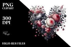 Floral Heart Digital Painting PNG Product Image 2