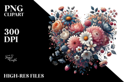 Digital Floral Heart, PNG Product Image 2