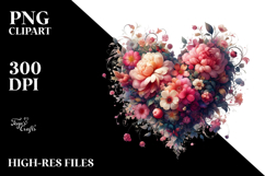 Digital Floral Heart, PNG Product Image 2