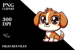 Silly Cartoon Puppy with Wide Eyes PNG Product Image 2