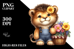 Detailed Cute Baby Lion with Flower Basket | Sublimation Product Image 2