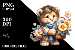 Detailed Cute Baby Lion with Flower Basket | Sublimation Product Image 2