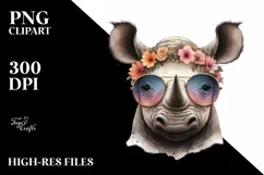 Funny Rhino Smiling Sunglasses | Sublimation | Clipart Product Image 1