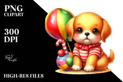 Simple Vibrant Drawing of Baby Dog | Sublimation | Clipart Product Image 2