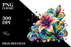 Colorful Stained Lily Watercolor Clipart Product Image 1