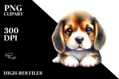 Cute Small-Body Beagle, Watercolor PNG Product Image 2