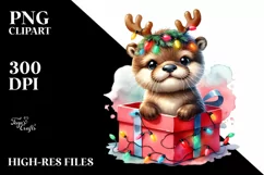 Cute Otter with Christmas Lights PNG Product Image 1