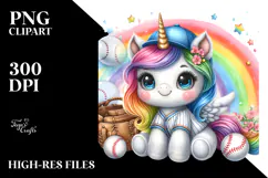 Pastel Baby Unicorn with Baseball Equipment | Sublimation | Product Image 2