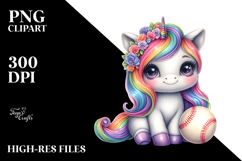 Pastel Baby Unicorn with Baseball Equipment | Sublimation | Product Image 2