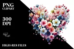 Heart Spring Flowers Colorful Vibrant Art Watercolor Product Image 2