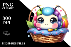 Cute Colorful Baby Caterpillar in Basket PNG Product Image 2