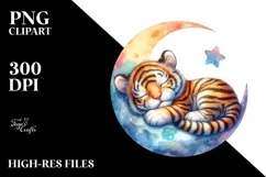 Colorful Baby Tiger Moon | Clipart Product Image 3