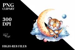 Colorful Baby Tiger Moon | Clipart Product Image 3