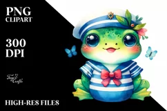 Watercolor Frog Sailor Suit Clipart Product Image 1