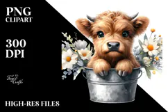 Cute Baby Highland Cow PNG Product Image 2