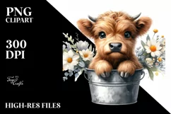 Cute Baby Highland Cow PNG Product Image 3