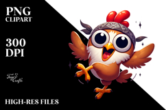 Goofy Cartoon Chicken with es PNG Product Image 2