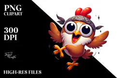 Goofy Cartoon Chicken with es PNG Product Image 2