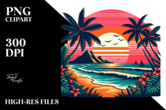 Retro Beach Sunset Tshirt PNG Product Image 2