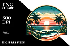 Retro Tropical Beach Sunset, 20 oz Tumbler Product Image 2