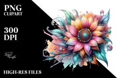 Sunflower Watercolor Splash PNG Product Image 2