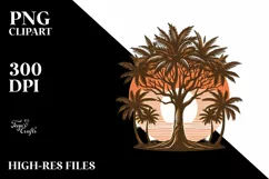 Vintage Tropical Tree Sunset T-shirt Clipart Product Image 3