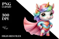 Colorful Hero Unicorn PNG Product Image 1