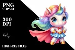 Colorful Hero Unicorn PNG Product Image 1