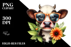 Funny Cow with Sunglasses PNG Product Image 2