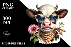 Funny Cow with Sunglasses PNG Product Image 2