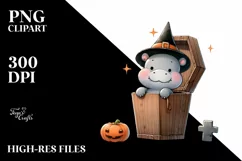 Cute Halloween Baby Hippo, Transparent PNG Product Image 3