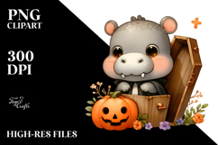 Cute Halloween Baby Hippo, Transparent PNG Product Image 2