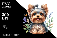 Watercolor Happy Cute Yorkshire Terrier PNG Product Image 2