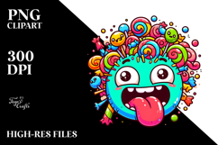 Funny Witch Eating Candy, Colorful PNG Product Image 2