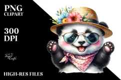 Energetic Panda with Hat and Sunglasses PNG Product Image 2