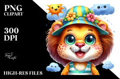 Vibrant Baby Lion with Summer Clothes PNG Product Image 2