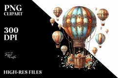Vintage Rusty Hot Air Balloon Watercolor Product Image 1
