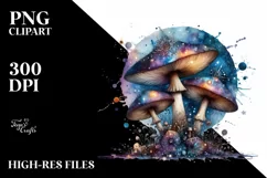 Mystical Mushroom with Watercolor Splash PNG Product Image 3