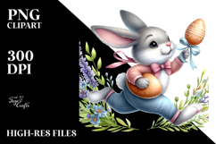 Playful Bunny with Easter Egg, PNG Product Image 2