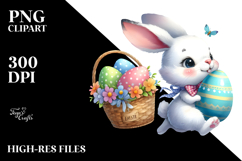 Funny Bunny Running with Easter Egg PNG Product Image 2