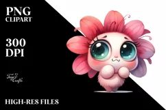 Expressive Funny Baby Face Flower PNG Product Image 1