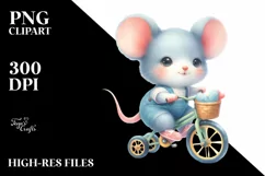 Cute Baby Mouse Cycling | Sublimation | Clipart Product Image 3