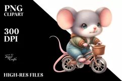 Cute Baby Mouse Cycling | Sublimation | Clipart Product Image 1
