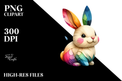 Colorful Bunny Made of Wood PNG Product Image 2