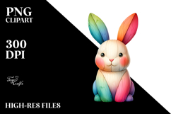 Colorful Bunny Made of Wood PNG Product Image 2